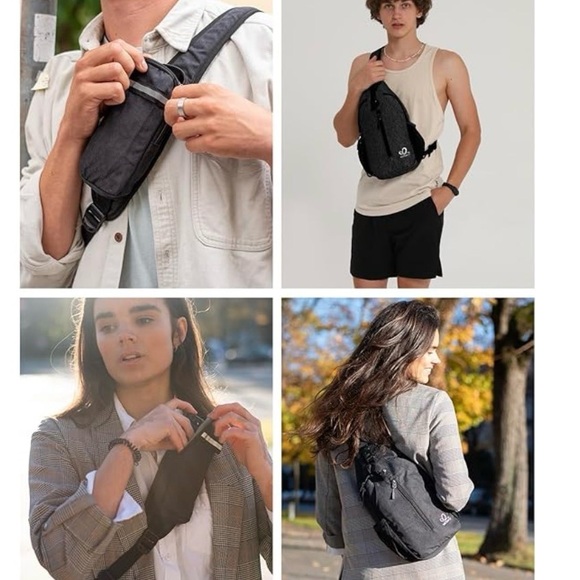 Waterfly Black Gray Sling Backpack Crossbody Hiking Travel Daypack - Picture 3 of 8